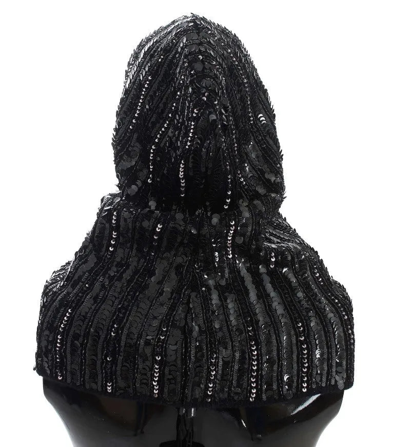 Black Knitted Sequin Hood Scarf Hat-Dolce & Gabbana-LabelTerrace.com