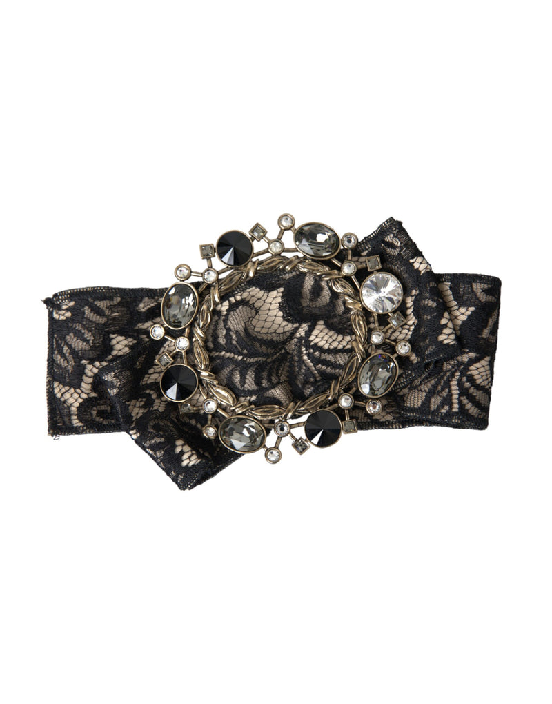 Black Lace Crystal Handmade Brooch Hair Pin-Dolce & Gabbana-LabelTerrace.com