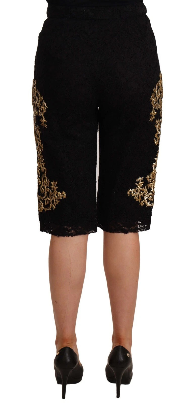 Black Lace Gold Baroque SPECIAL PIECE Shorts-Dolce & Gabbana-LabelTerrace.com