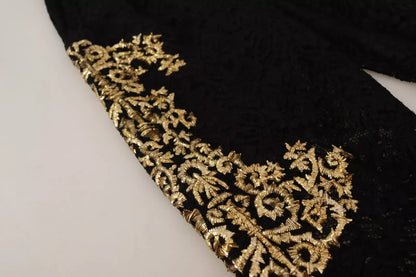 Black Lace Gold Baroque SPECIAL PIECE Shorts-Dolce & Gabbana-LabelTerrace.com