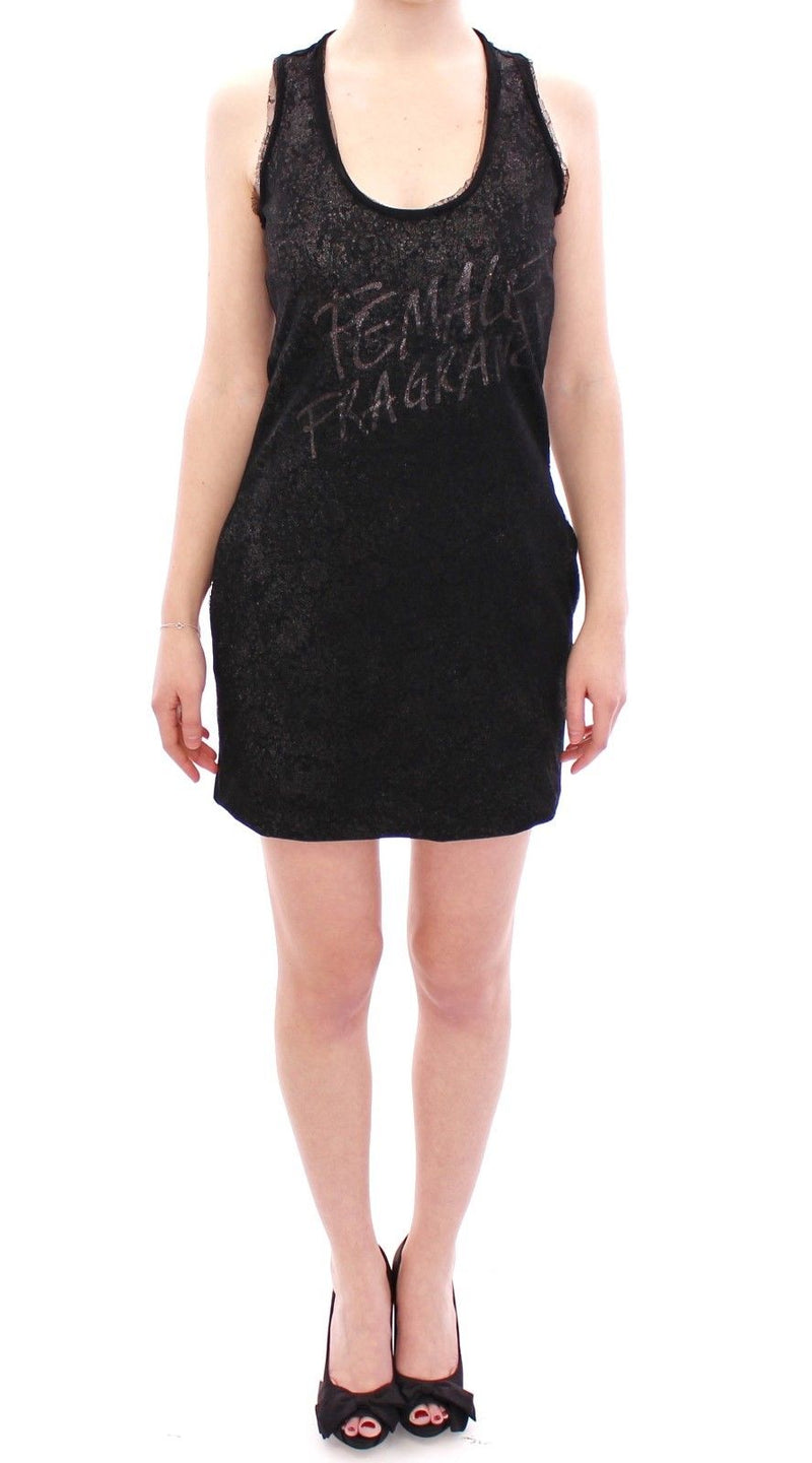 Black Lace Lined Stretch Mini Dress-Ermanno Scervino-LabelTerrace.com
