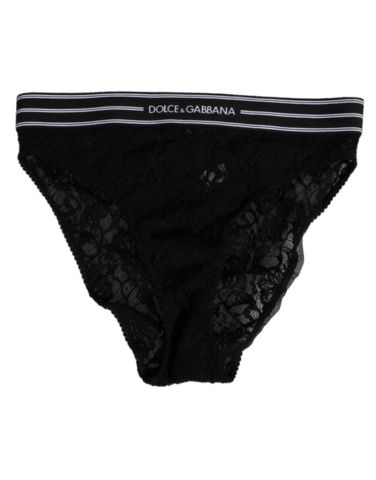 Black Lace Slip Brief Logo Waistband Underwear