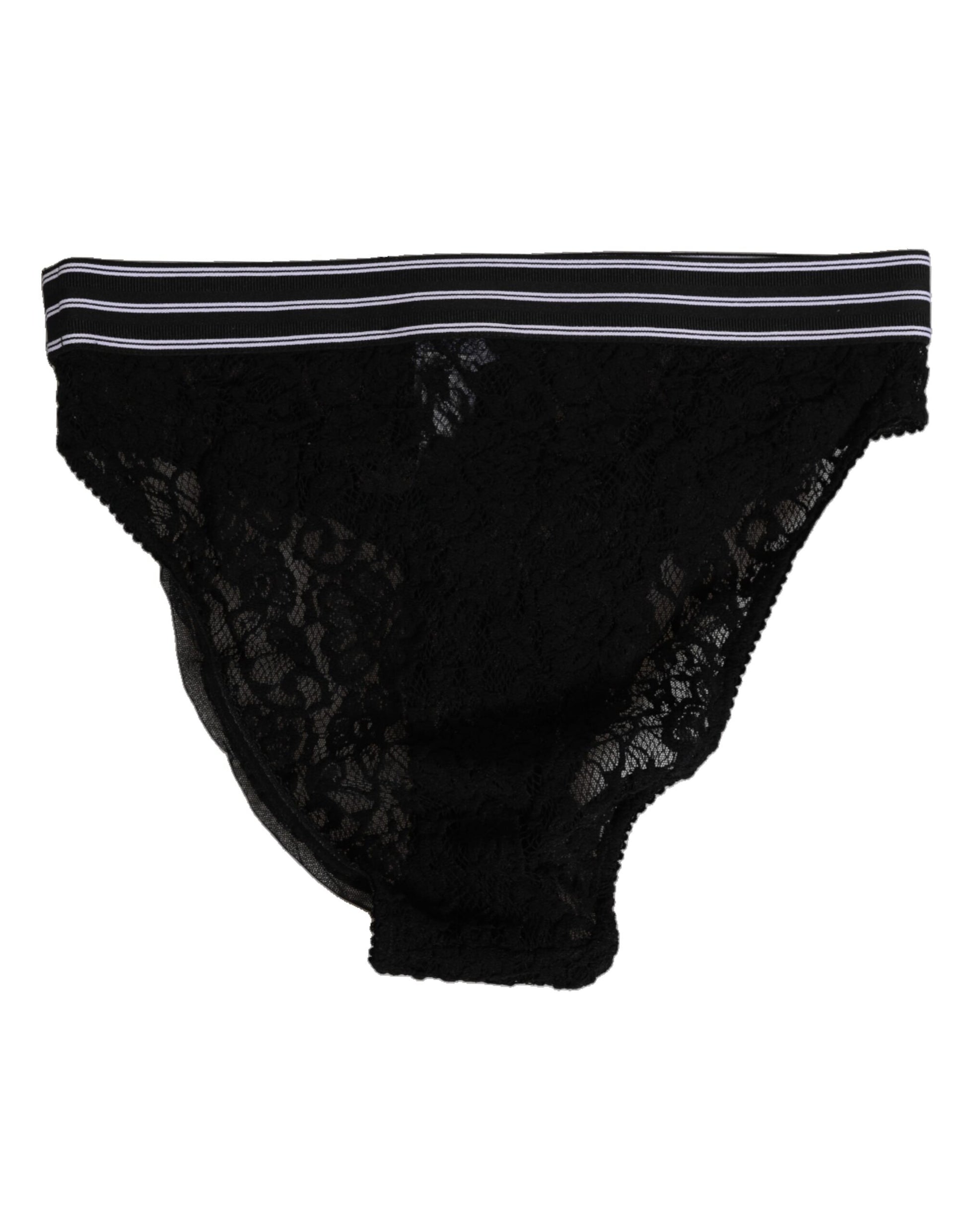 Black Lace Slip Brief Logo Waistband Underwear