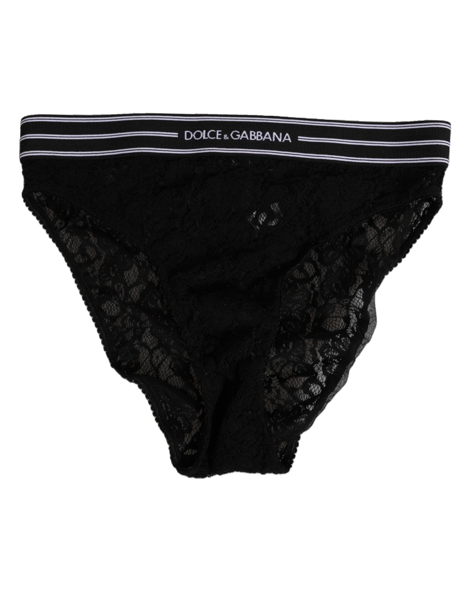 Black Lace Slip Brief Logo Waistband Underwear