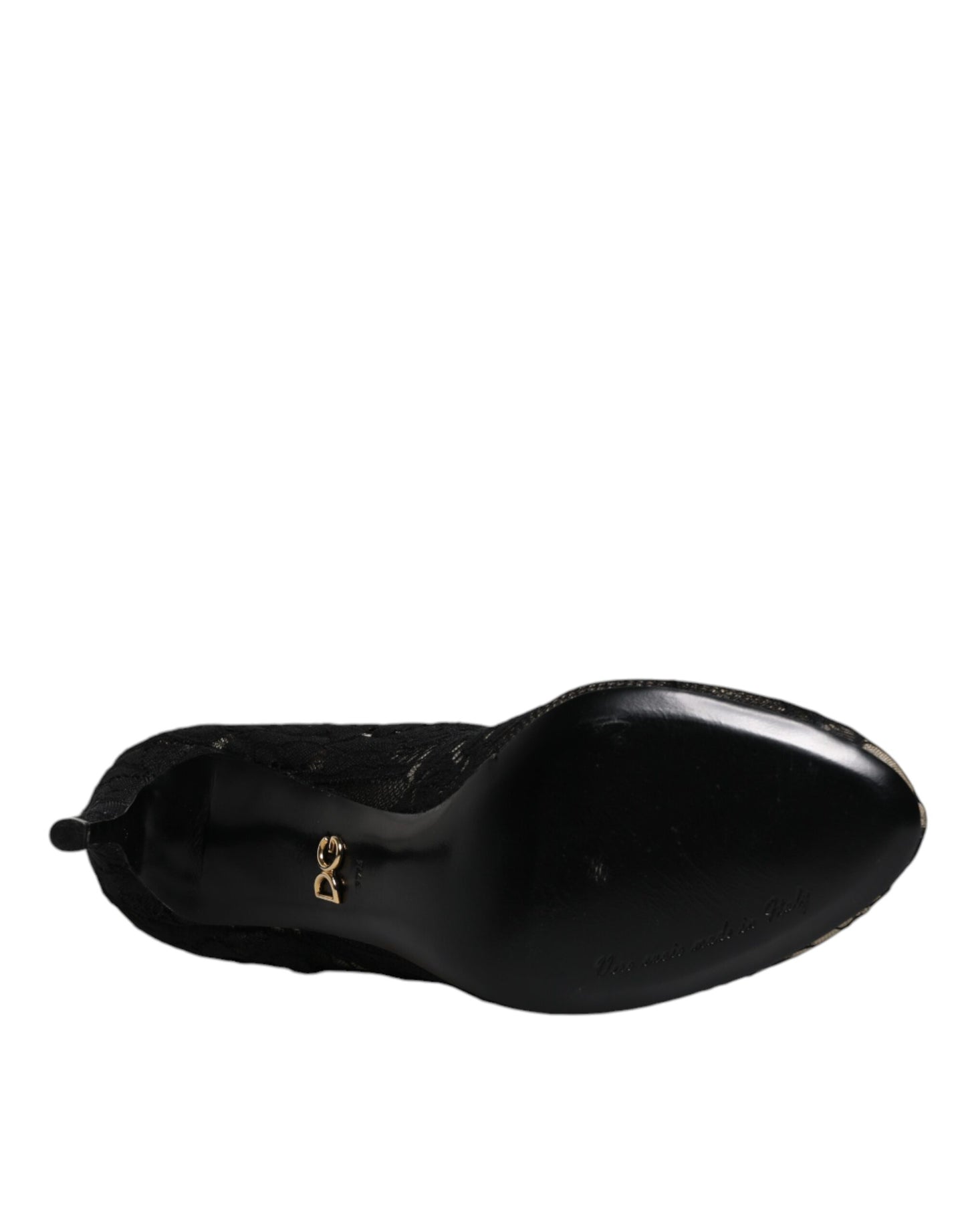 Black Lace Stretch Heels Mid Calf Boots Shoes-Dolce & Gabbana-LabelTerrace.com