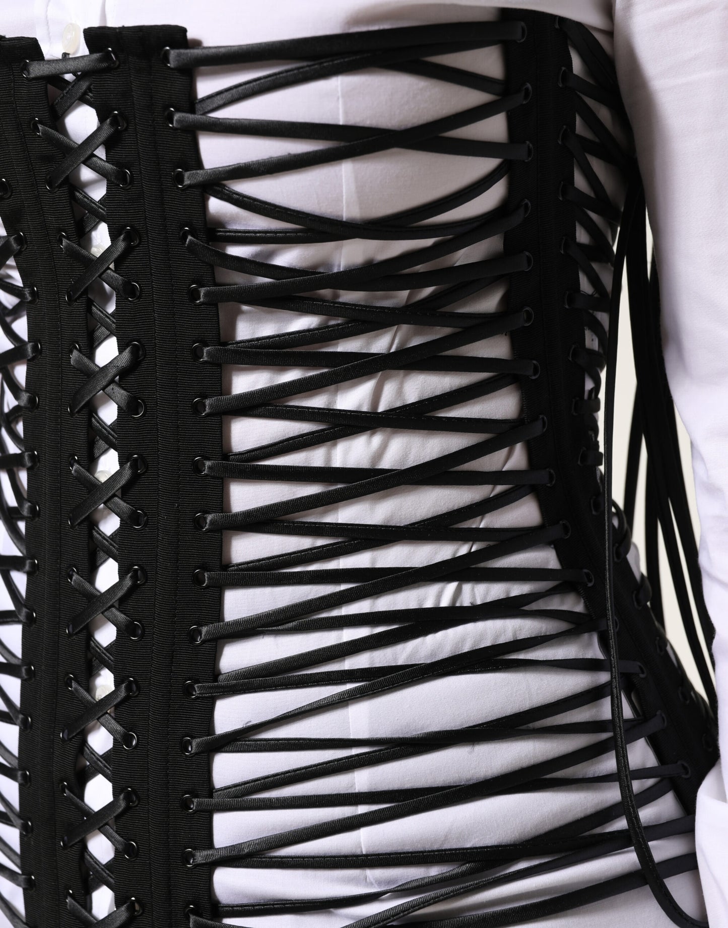 Black Lace-Up Drawstring Bustier Corset Top
