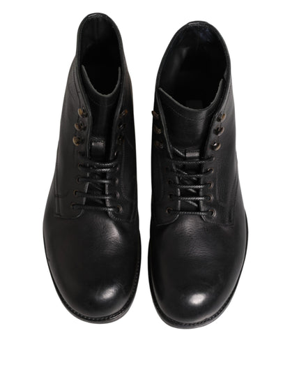 Black Lace Up Short Ankle Boots Men Shoes