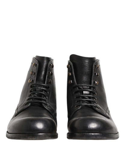 Black Lace Up Short Ankle Boots Men Shoes