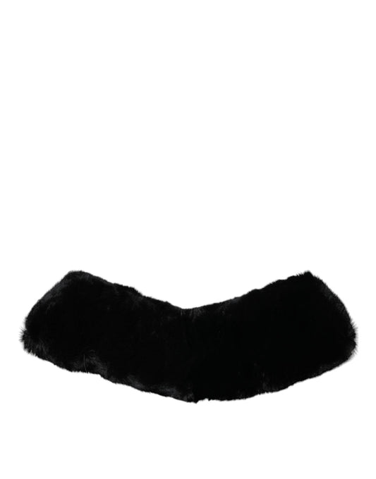 Black Lamb Fur Collar Women Neck Wrap Scarf-Dolce & Gabbana-LabelTerrace.com