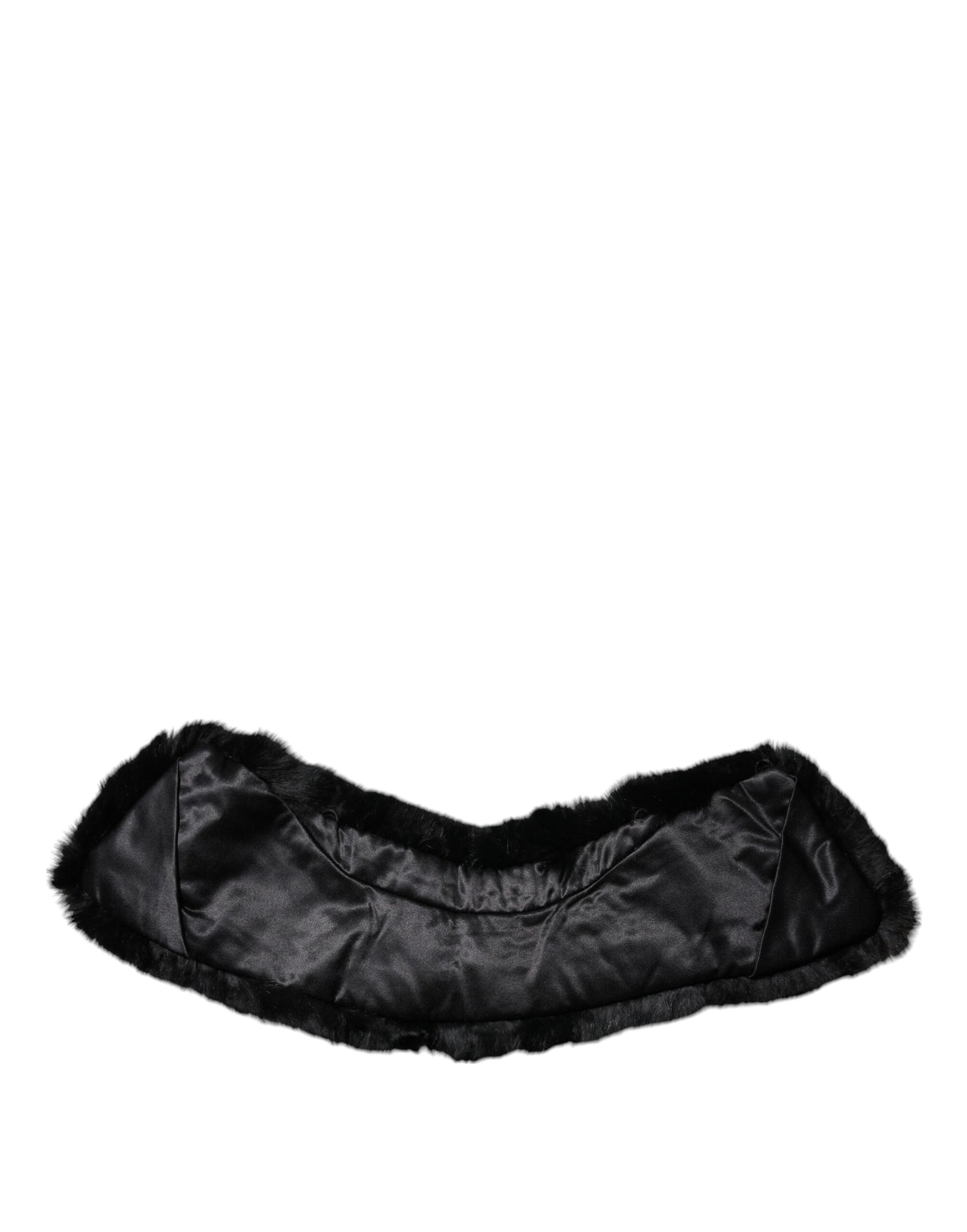 Black Lamb Fur Collar Women Neck Wrap Scarf-Dolce & Gabbana-LabelTerrace.com