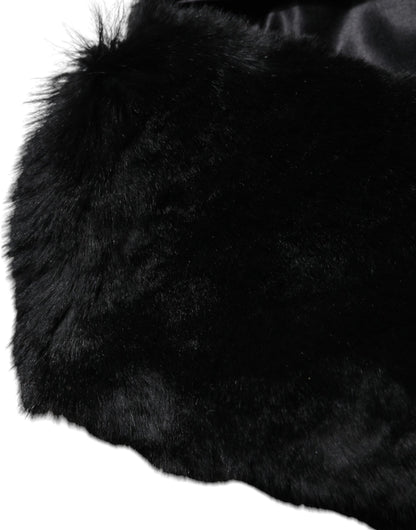 Black Lamb Fur Collar Women Neck Wrap Scarf-Dolce & Gabbana-LabelTerrace.com