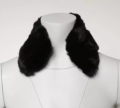 Black Lamb Fur Collar Women Neck Wrap Scarf-Dolce & Gabbana-LabelTerrace.com