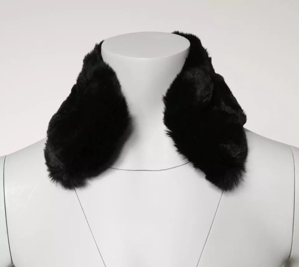 Black Lamb Fur Collar Women Neck Wrap Scarf-Dolce & Gabbana-LabelTerrace.com