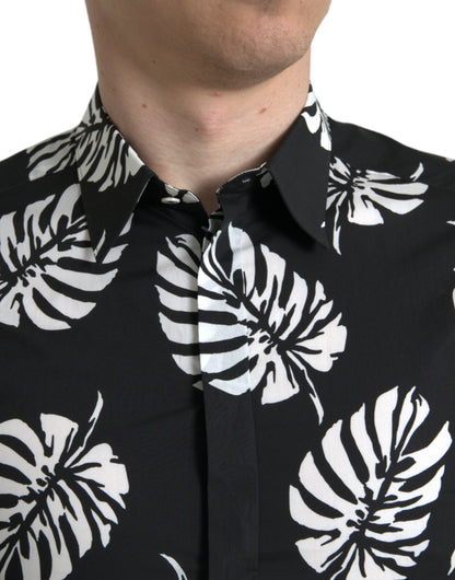 Black Leaf Cotton Men Formal GOLD Dress Shirt