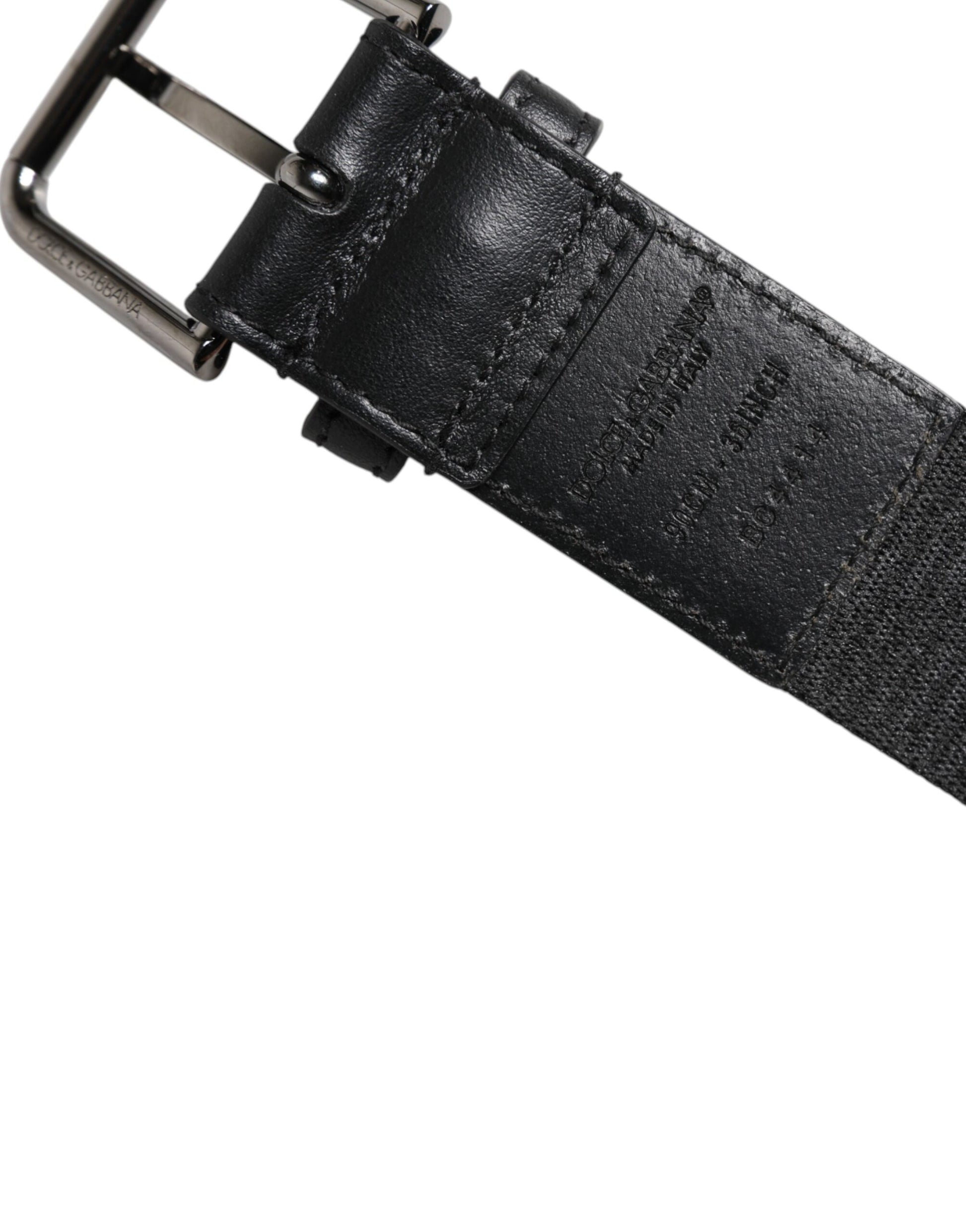 Black Leather Classic Metal Logo Buckle Belt-Dolce & Gabbana-LabelTerrace.com