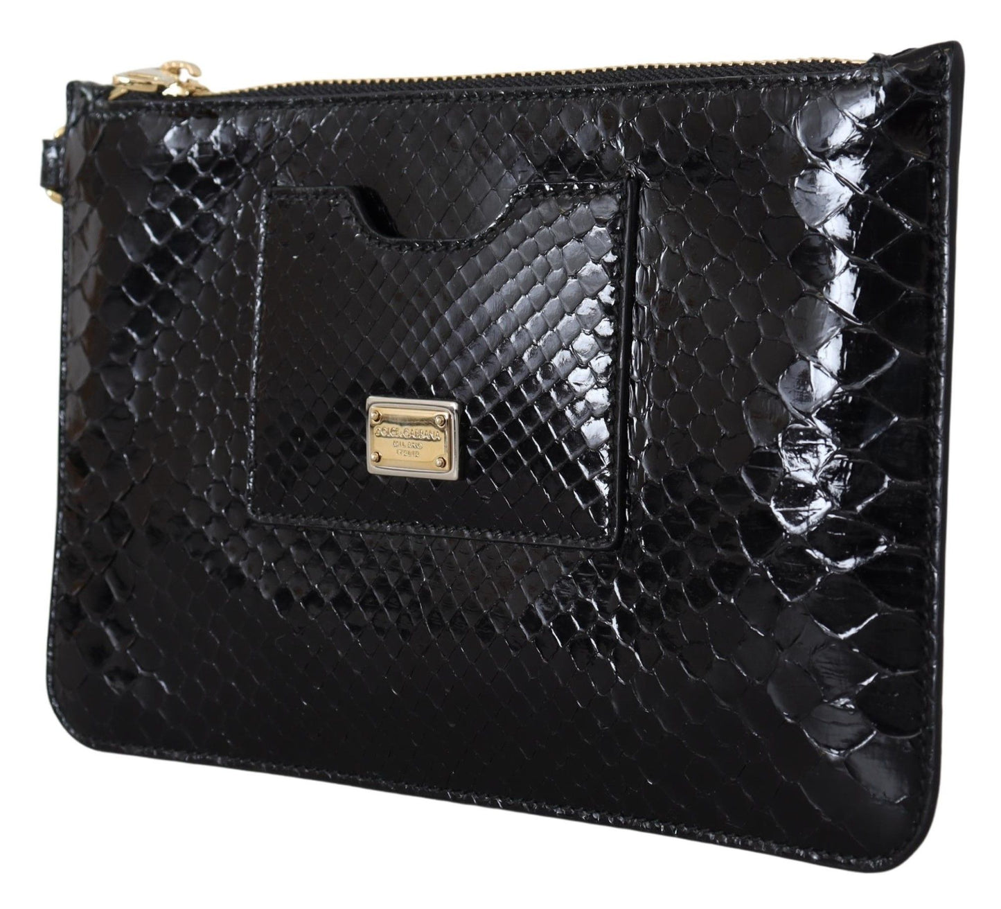 Black Leather Coin Purse Wristlet Mirror Agnese Wallet-Dolce & Gabbana-LabelTerrace.com