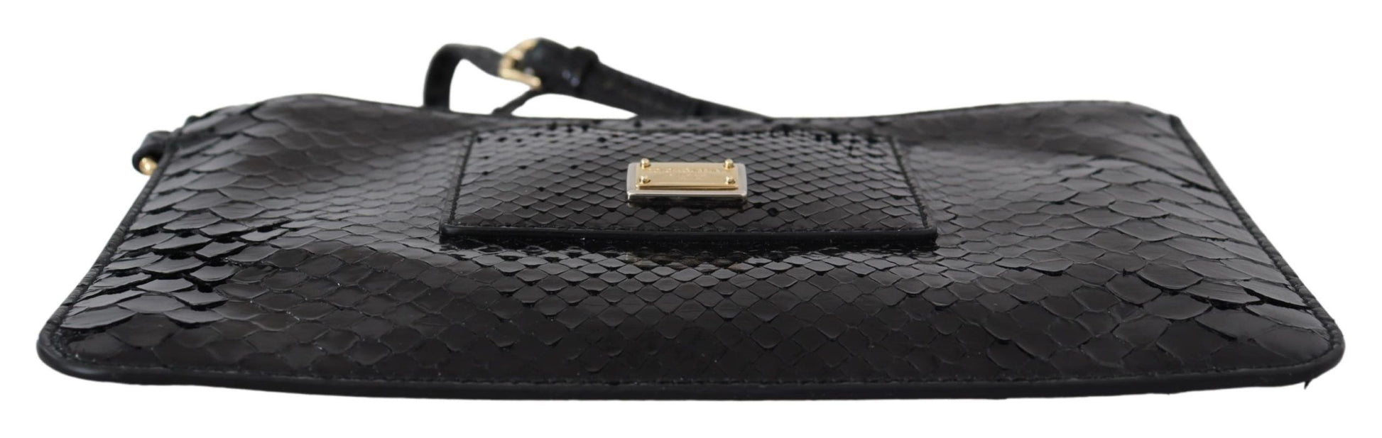 Black Leather Coin Purse Wristlet Mirror Agnese Wallet-Dolce & Gabbana-LabelTerrace.com