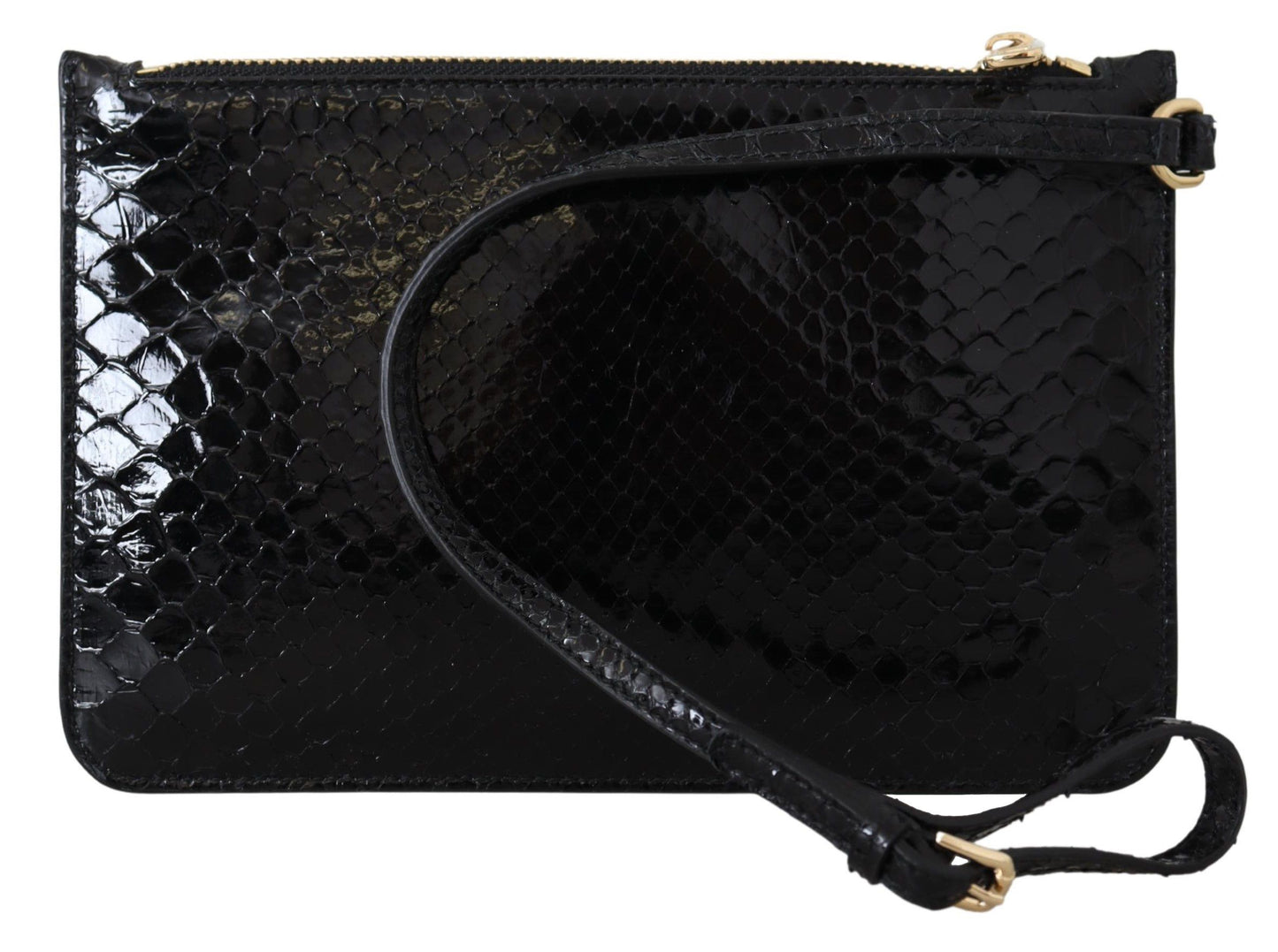 Black Leather Coin Purse Wristlet Mirror Agnese Wallet-Dolce & Gabbana-LabelTerrace.com