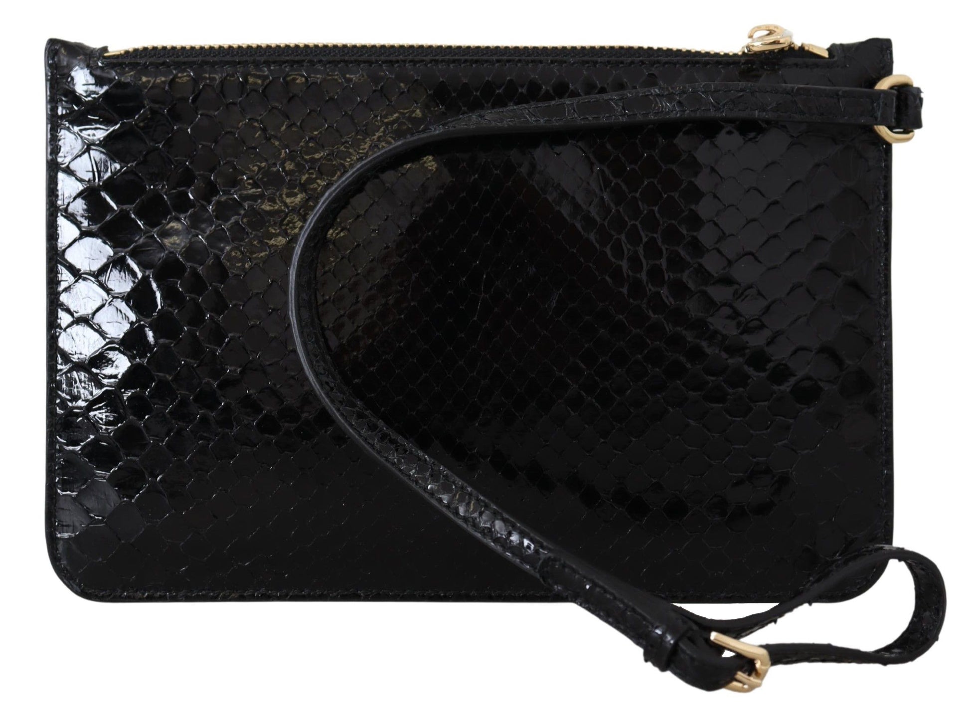 Black Leather Coin Purse Wristlet Mirror Agnese Wallet-Dolce & Gabbana-LabelTerrace.com