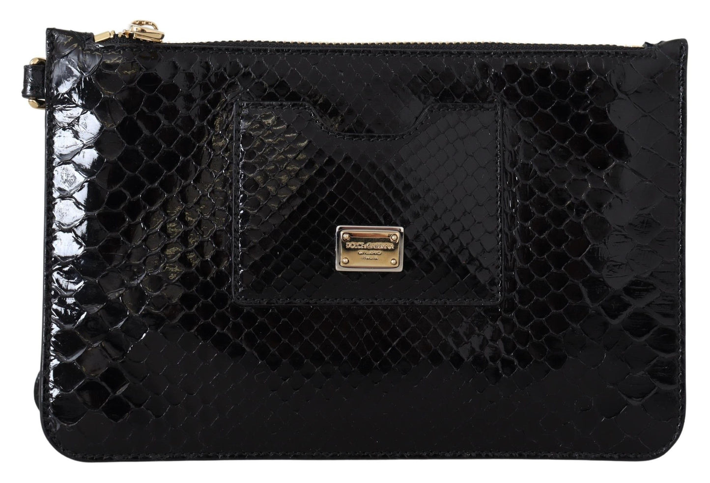 Black Leather Coin Purse Wristlet Mirror Agnese Wallet-Dolce & Gabbana-LabelTerrace.com