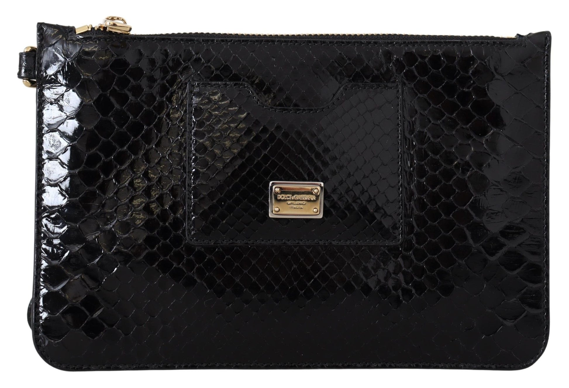 Black Leather Coin Purse Wristlet Mirror Agnese Wallet-Dolce & Gabbana-LabelTerrace.com
