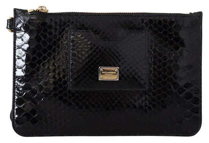 Black Leather Coin Purse Wristlet Mirror Agnese Wallet-Dolce & Gabbana-LabelTerrace.com