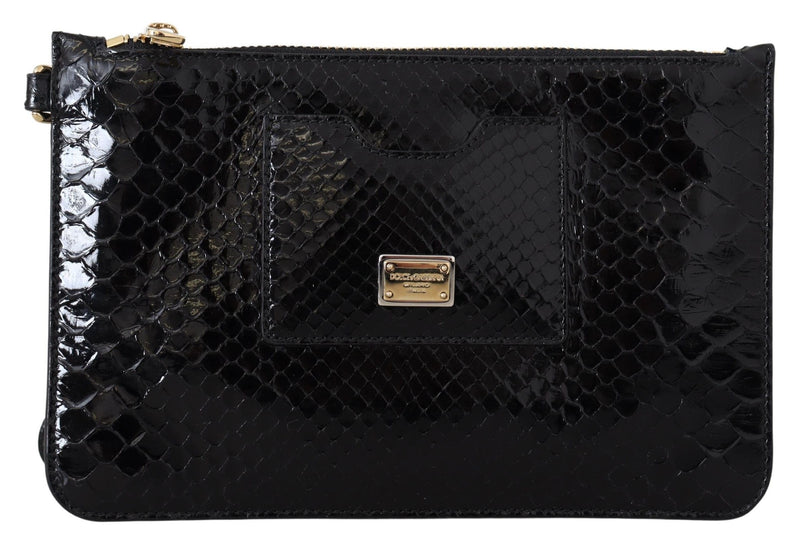 Black Leather Coin Purse Wristlet Mirror Agnese Wallet-Dolce & Gabbana-LabelTerrace.com