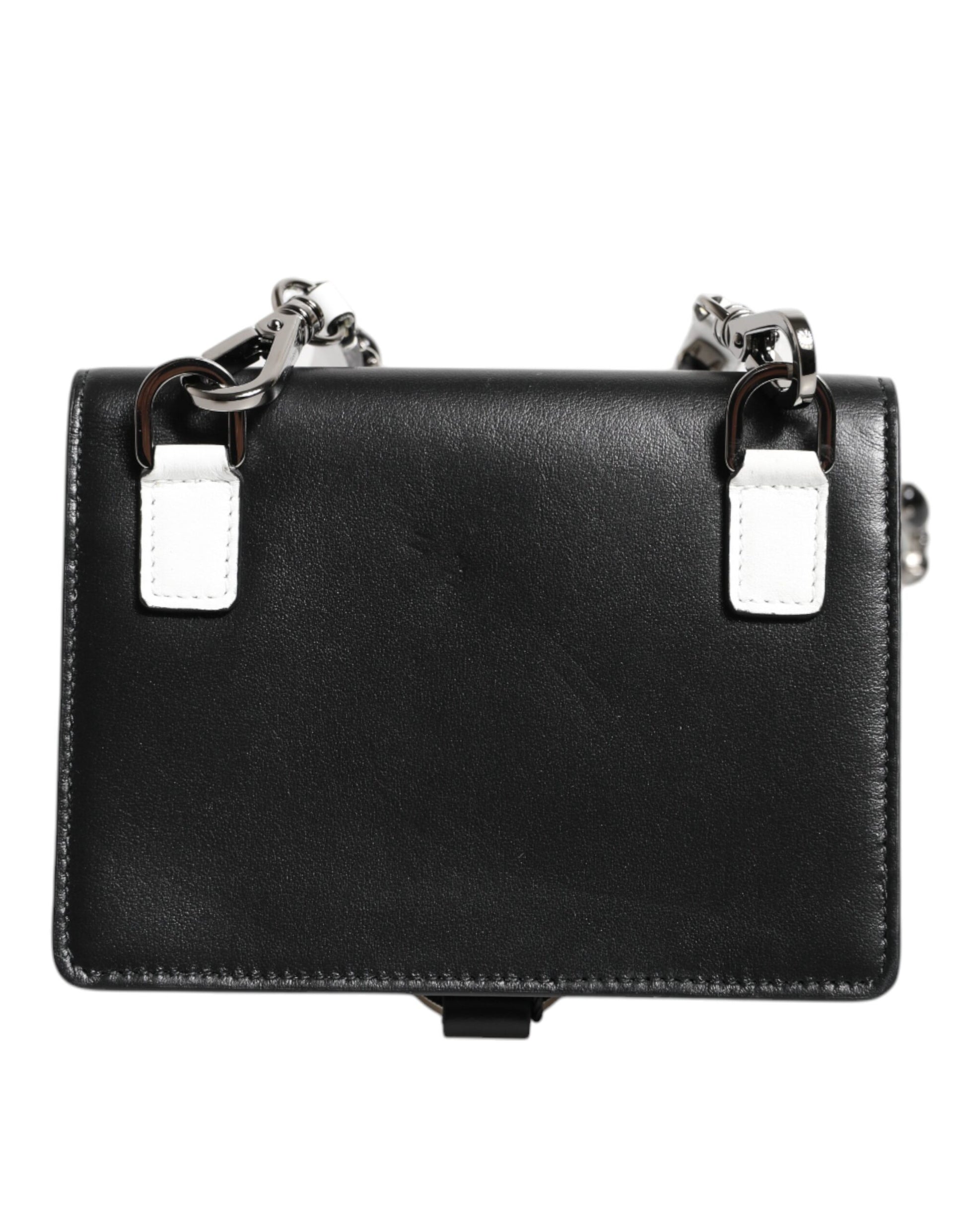 Black Leather Crystal Embellished Card Holder Wallet-Dolce & Gabbana-LabelTerrace.com