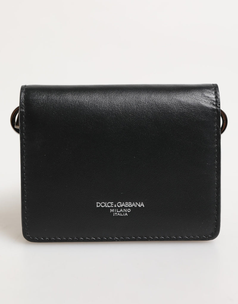 Black Leather DG Logo Bifold Card Holder Men Borse Wallet-Dolce & Gabbana-LabelTerrace.com