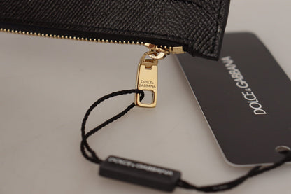 Black Leather #DGLovesLondon Women Cardholder Coin Case Wallet