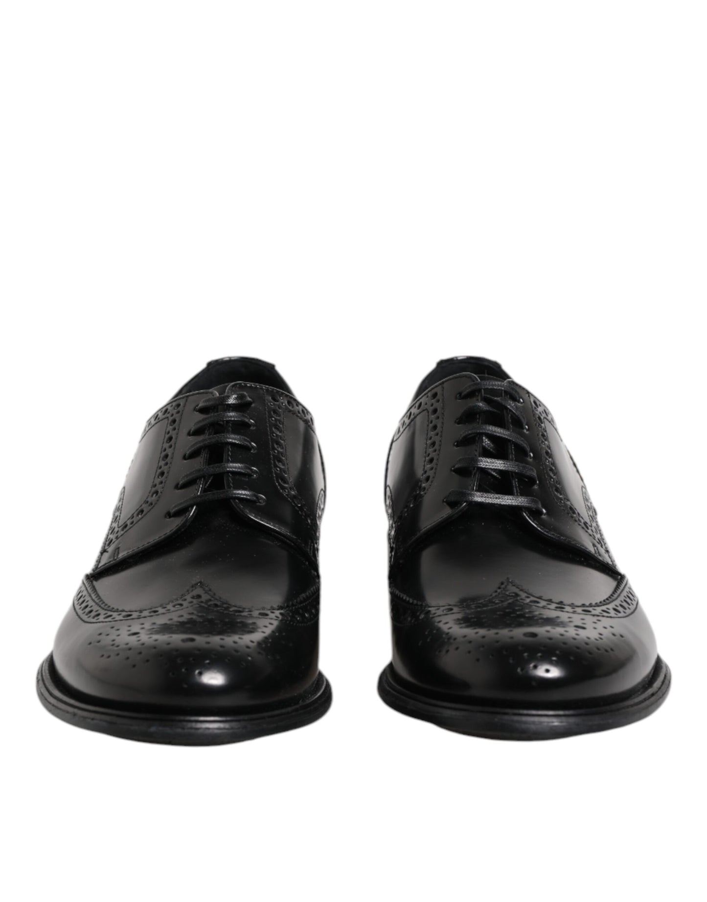 Black Leather Derby Wingtip Formal Shoes-Dolce & Gabbana-LabelTerrace.com
