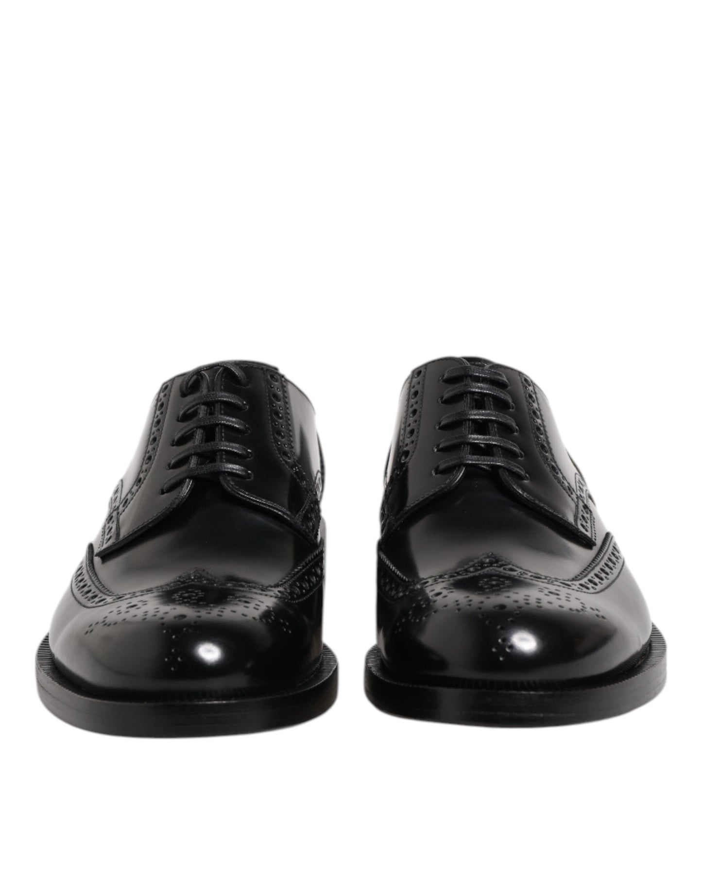 Black Leather Derby Wingtip Formal Shoes-Dolce & Gabbana-LabelTerrace.com