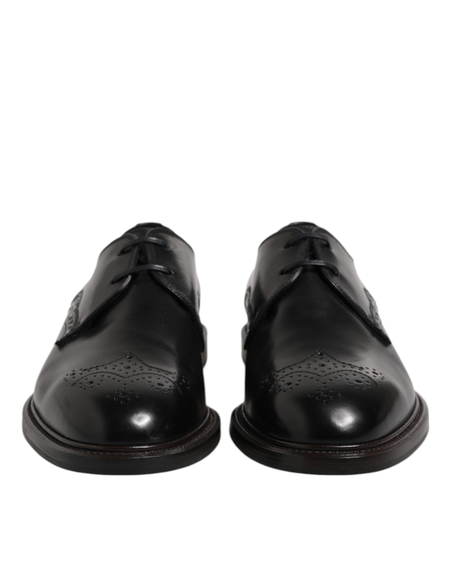 Black Leather Derby Wingtip Formal Shoes-Dolce & Gabbana-LabelTerrace.com
