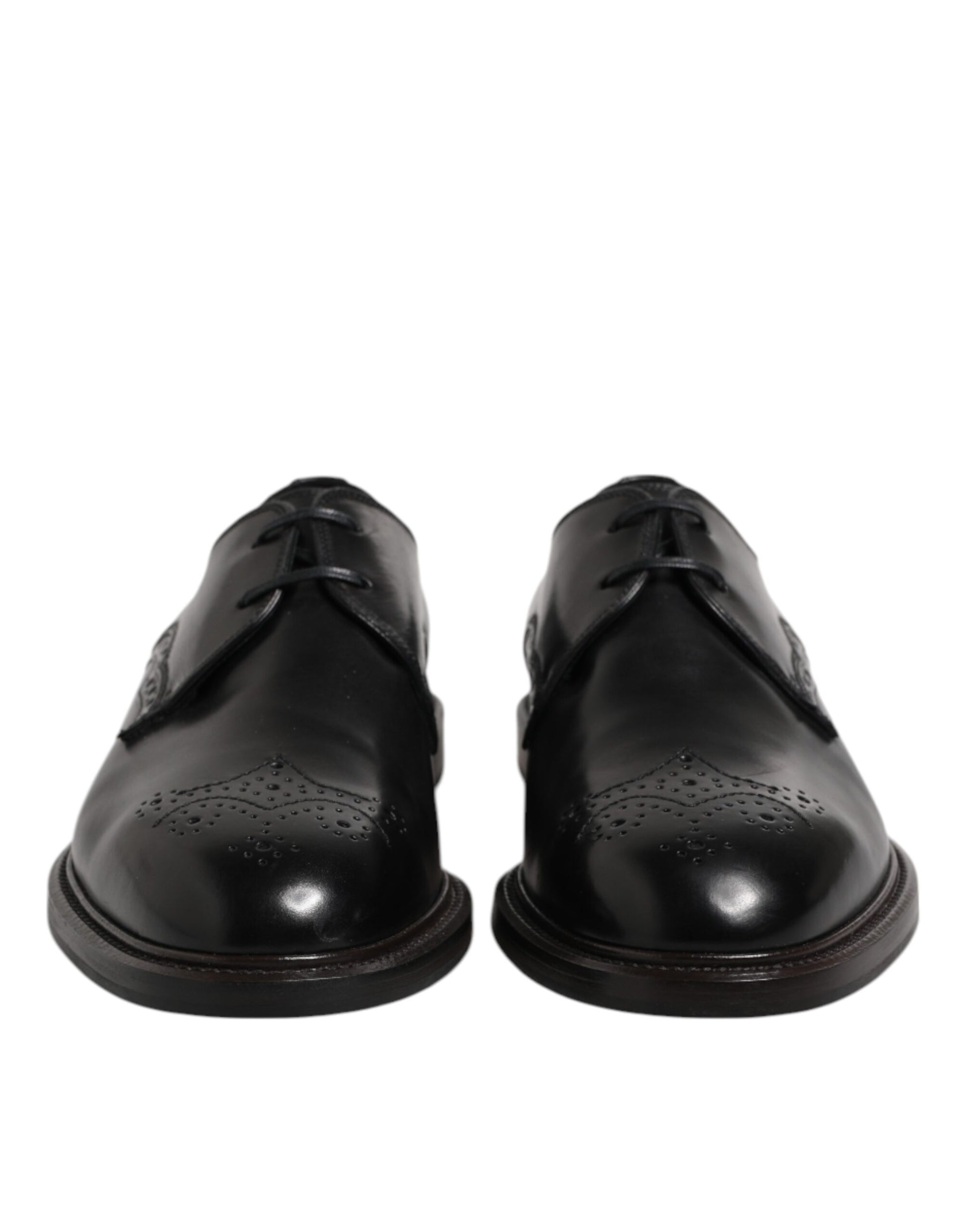 Black Leather Derby Wingtip Formal Shoes-Dolce & Gabbana-LabelTerrace.com