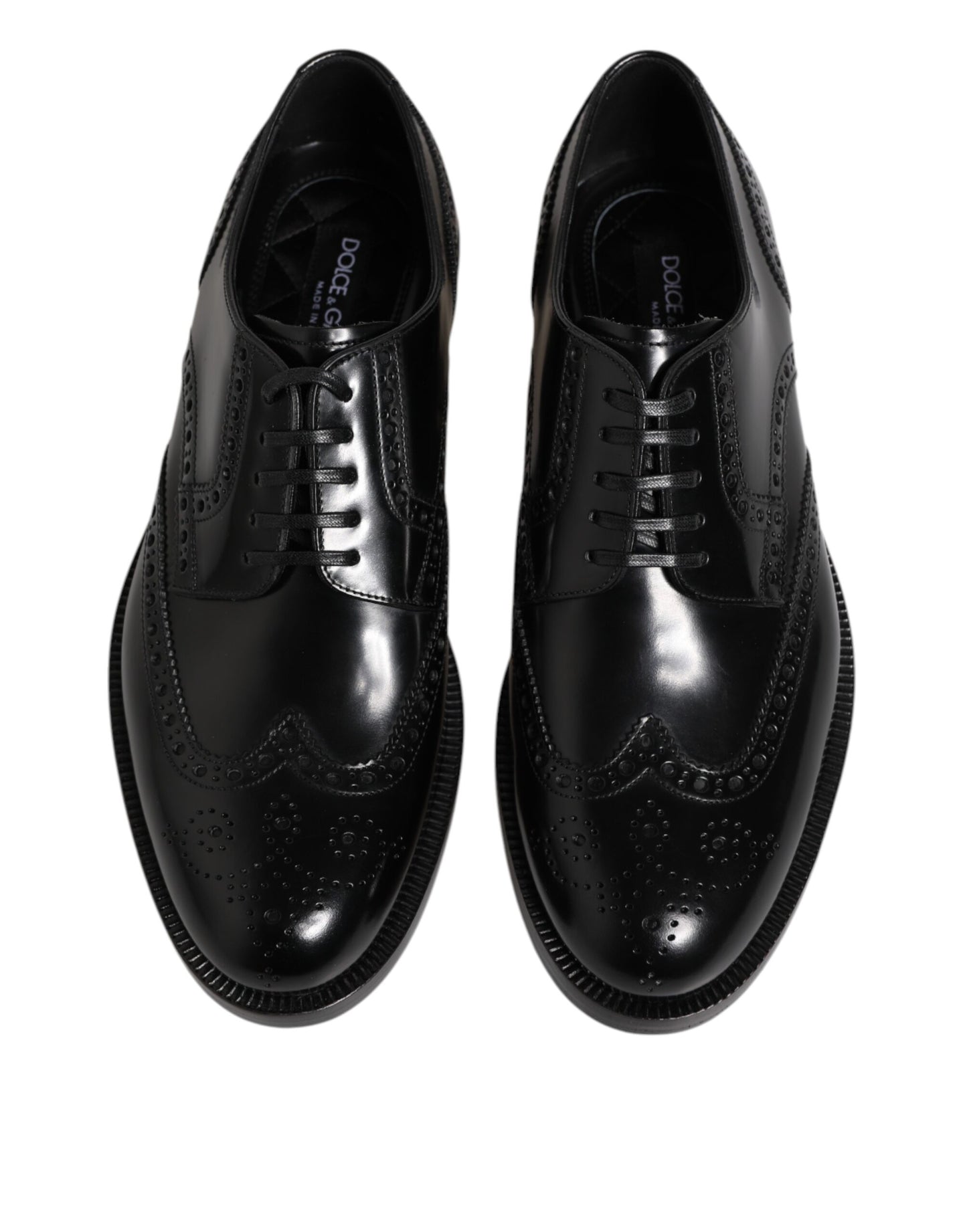 Black Leather Derby Wingtip Formal Shoes-Dolce & Gabbana-LabelTerrace.com