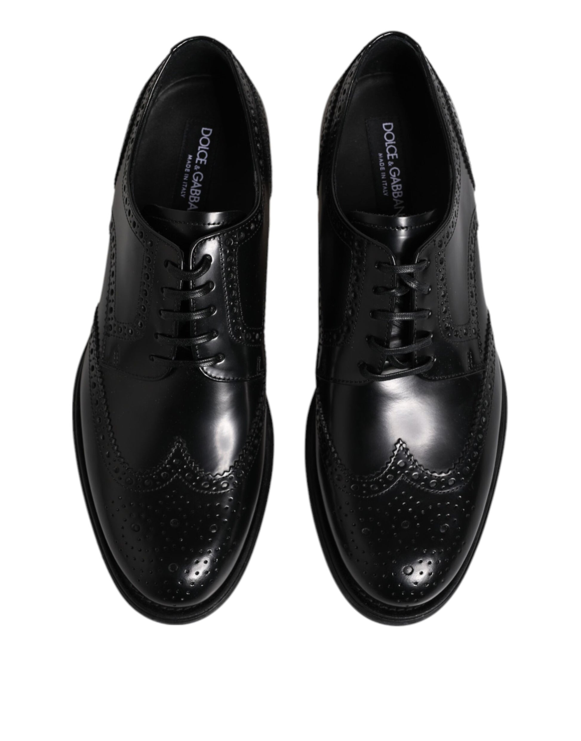Black Leather Derby Wingtip Formal Shoes-Dolce & Gabbana-LabelTerrace.com