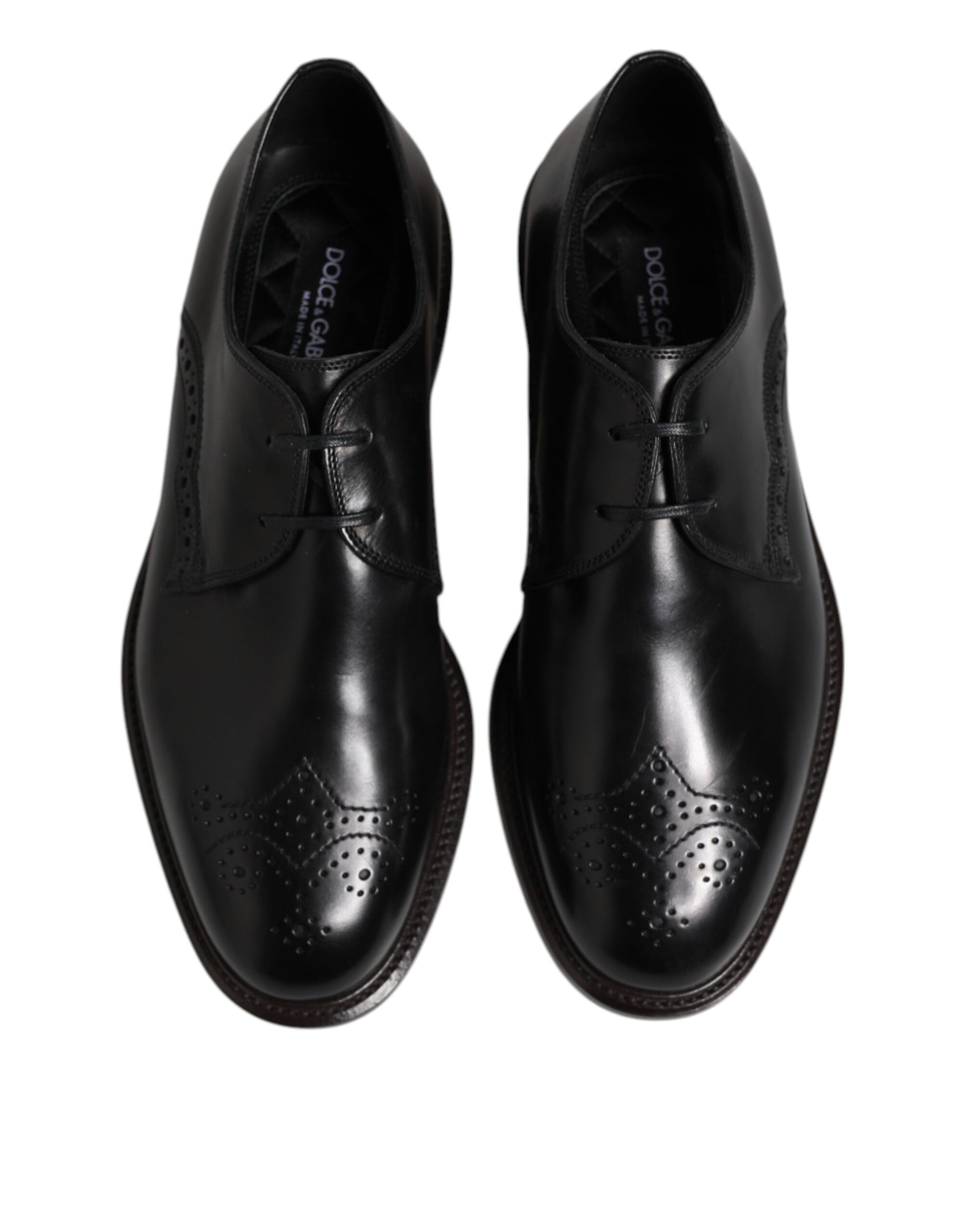 Black Leather Derby Wingtip Formal Shoes-Dolce & Gabbana-LabelTerrace.com