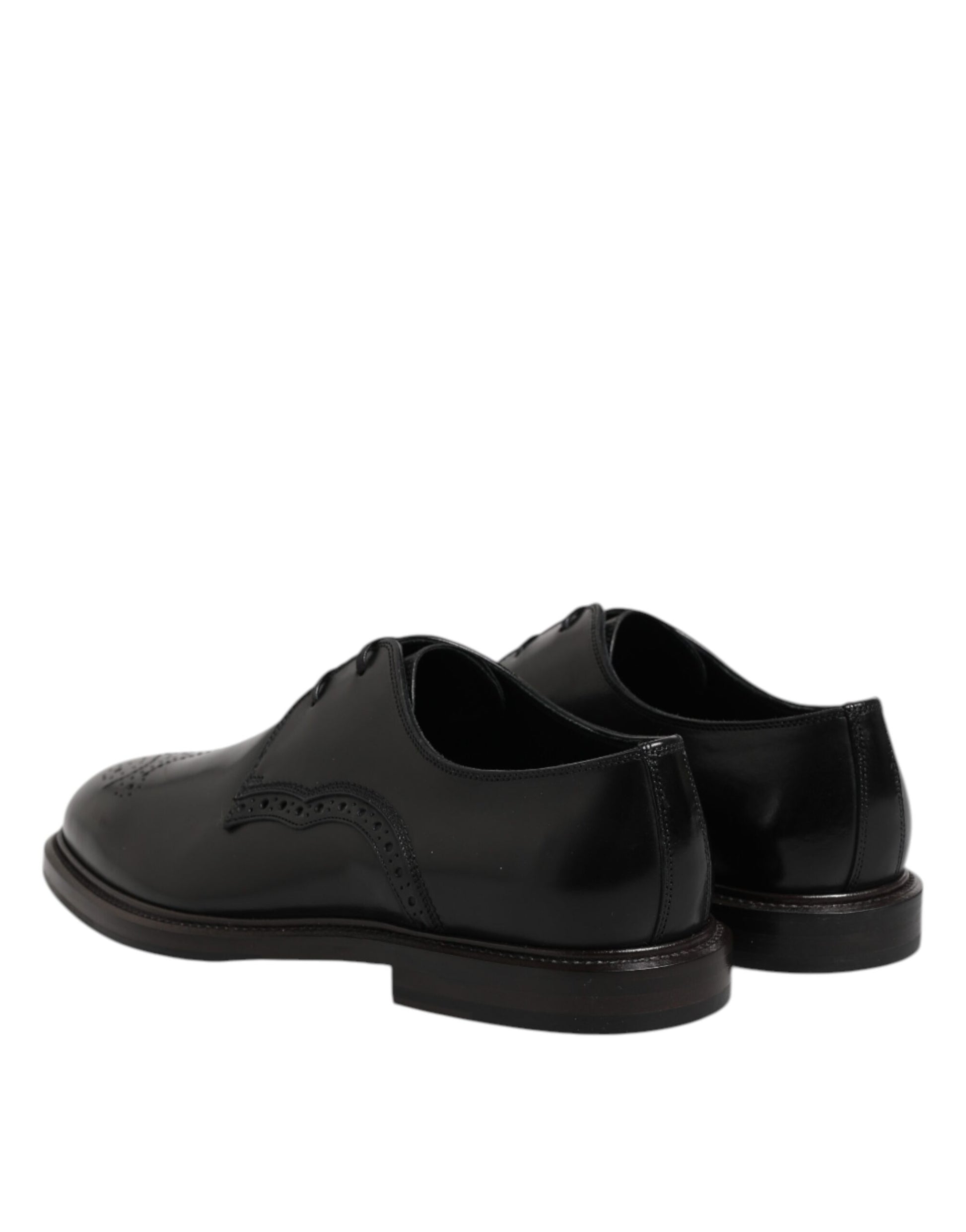 Black Leather Derby Wingtip Formal Shoes-Dolce & Gabbana-LabelTerrace.com