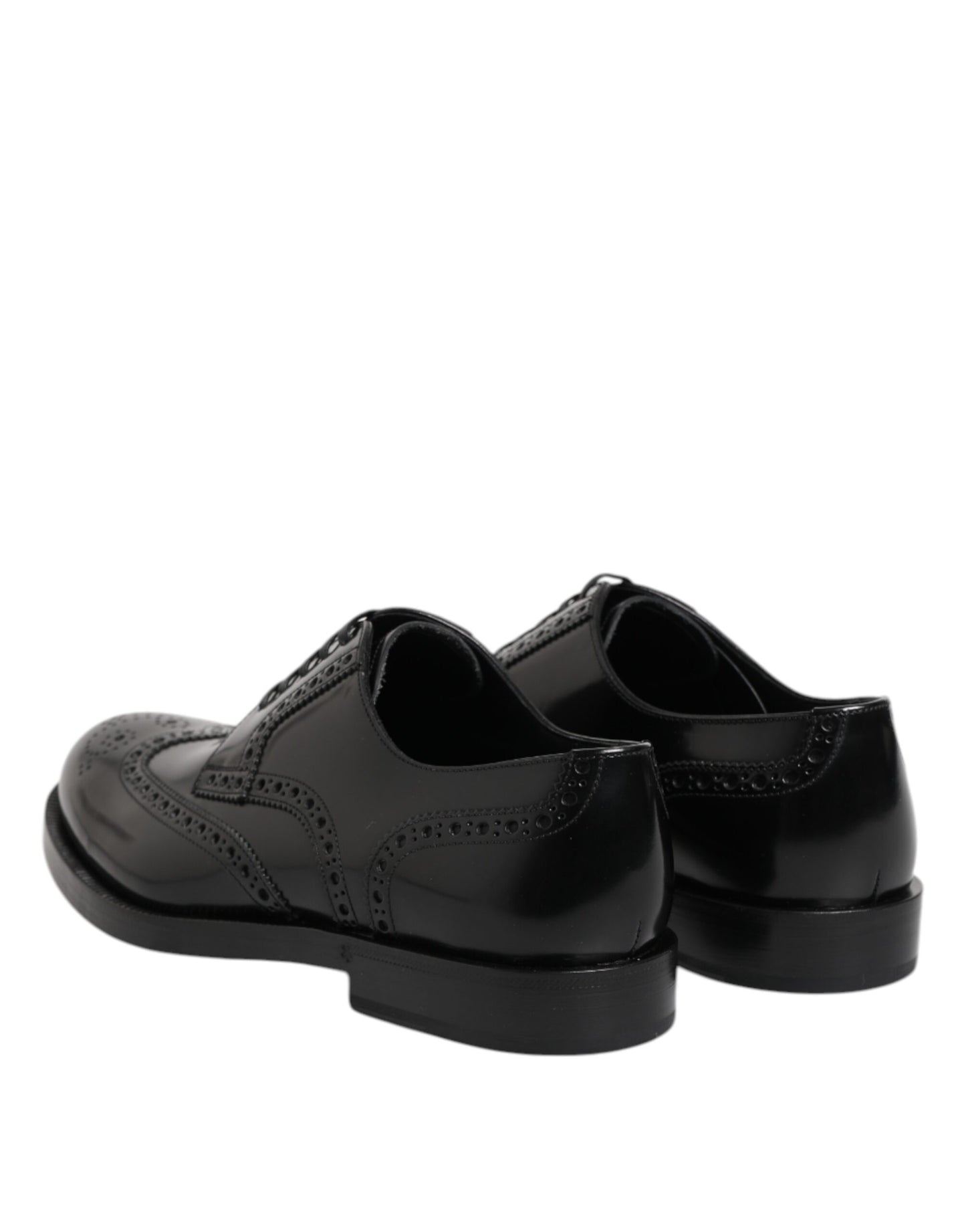 Black Leather Derby Wingtip Formal Shoes-Dolce & Gabbana-LabelTerrace.com