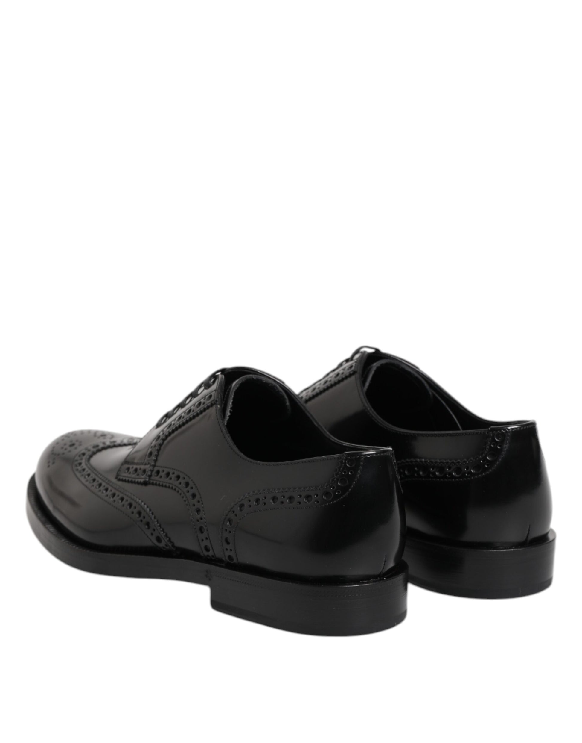 Black Leather Derby Wingtip Formal Shoes-Dolce & Gabbana-LabelTerrace.com