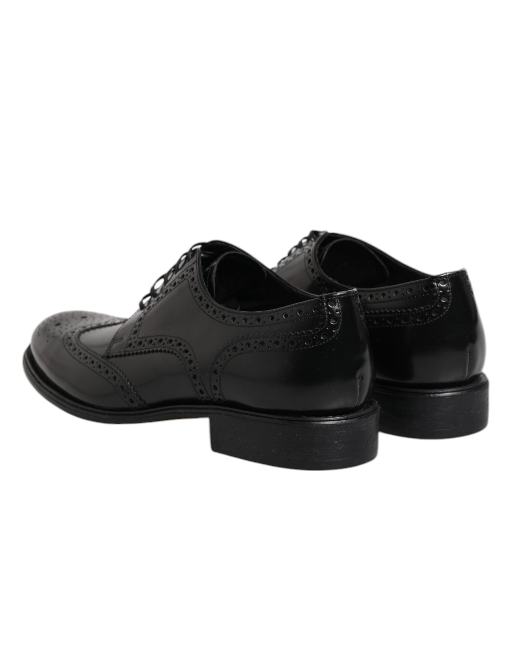 Black Leather Derby Wingtip Formal Shoes-Dolce & Gabbana-LabelTerrace.com