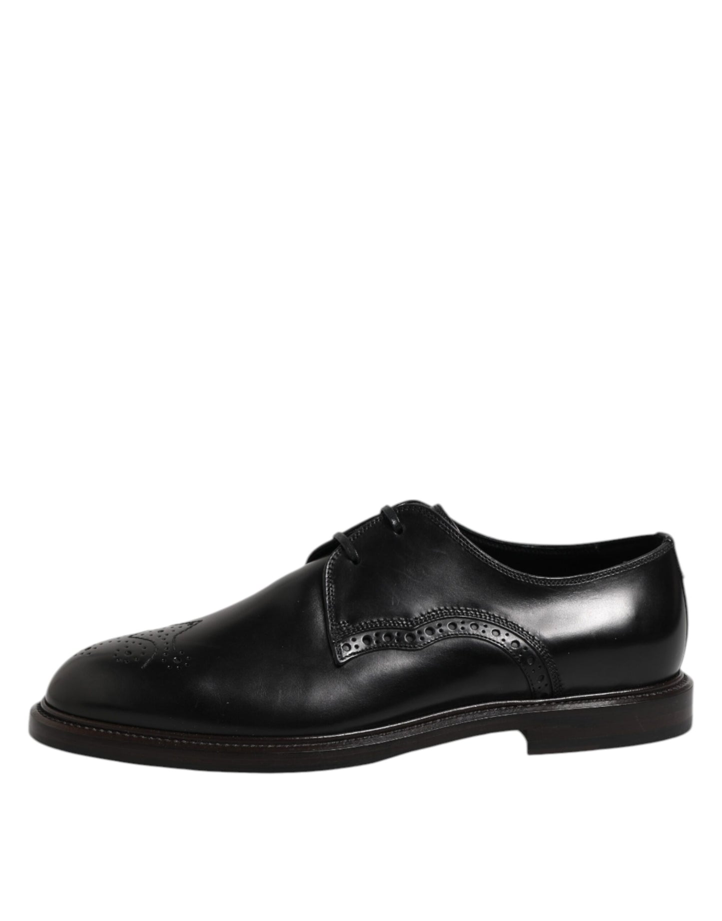 Black Leather Derby Wingtip Formal Shoes-Dolce & Gabbana-LabelTerrace.com