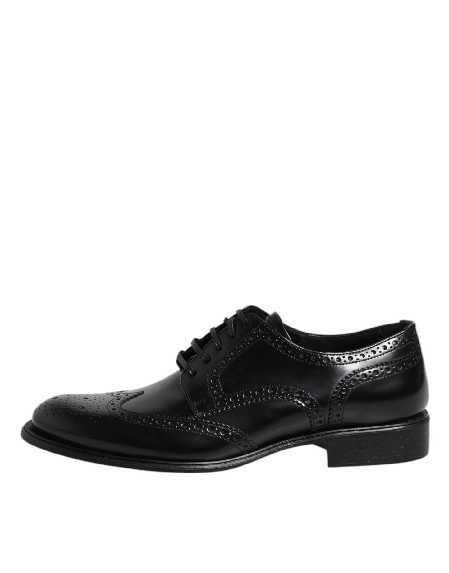 Black Leather Derby Wingtip Formal Shoes-Dolce & Gabbana-LabelTerrace.com