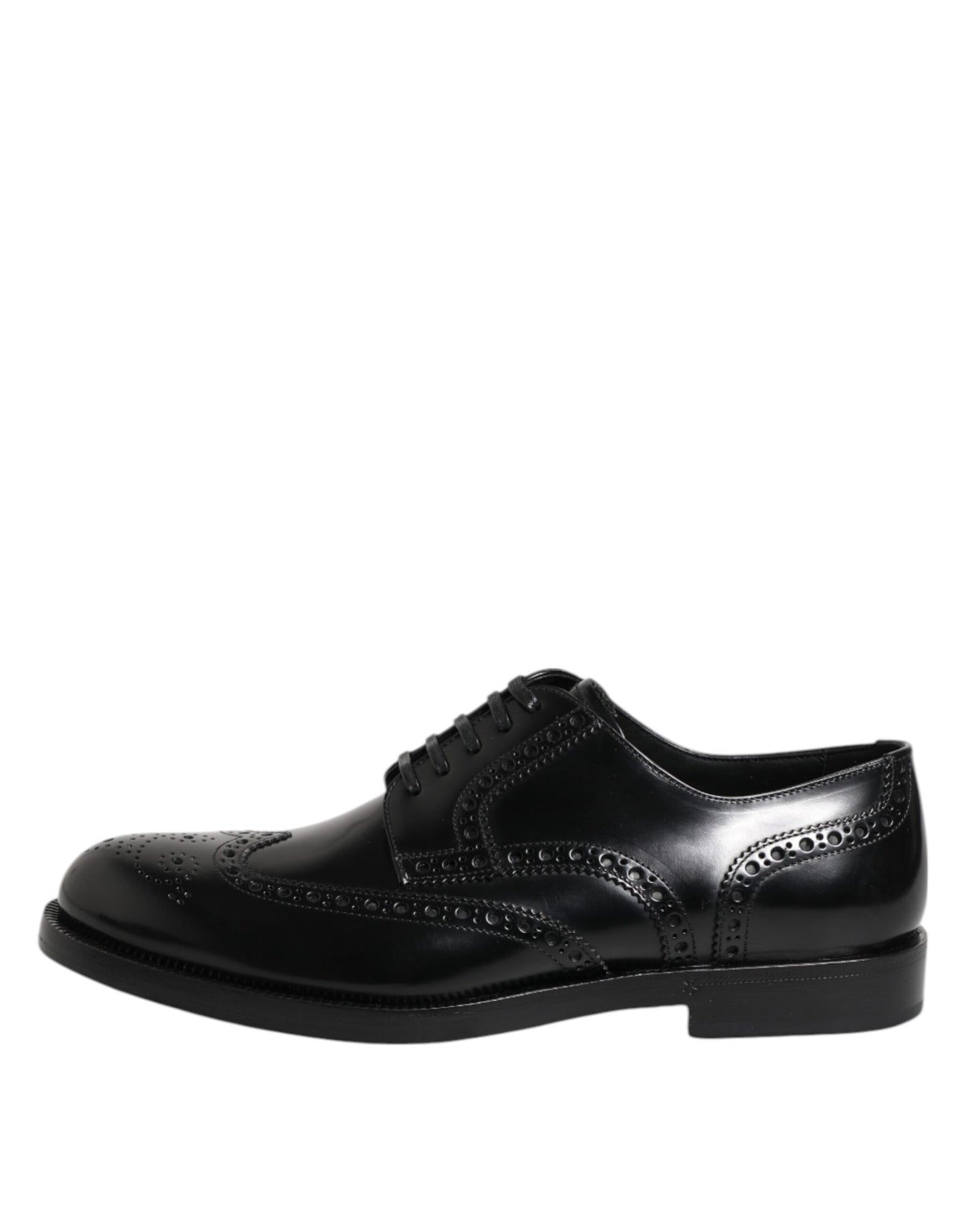 Black Leather Derby Wingtip Formal Shoes-Dolce & Gabbana-LabelTerrace.com