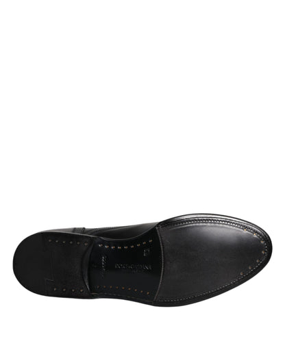 Black Leather Derby Wingtip Formal Shoes-Dolce & Gabbana-LabelTerrace.com