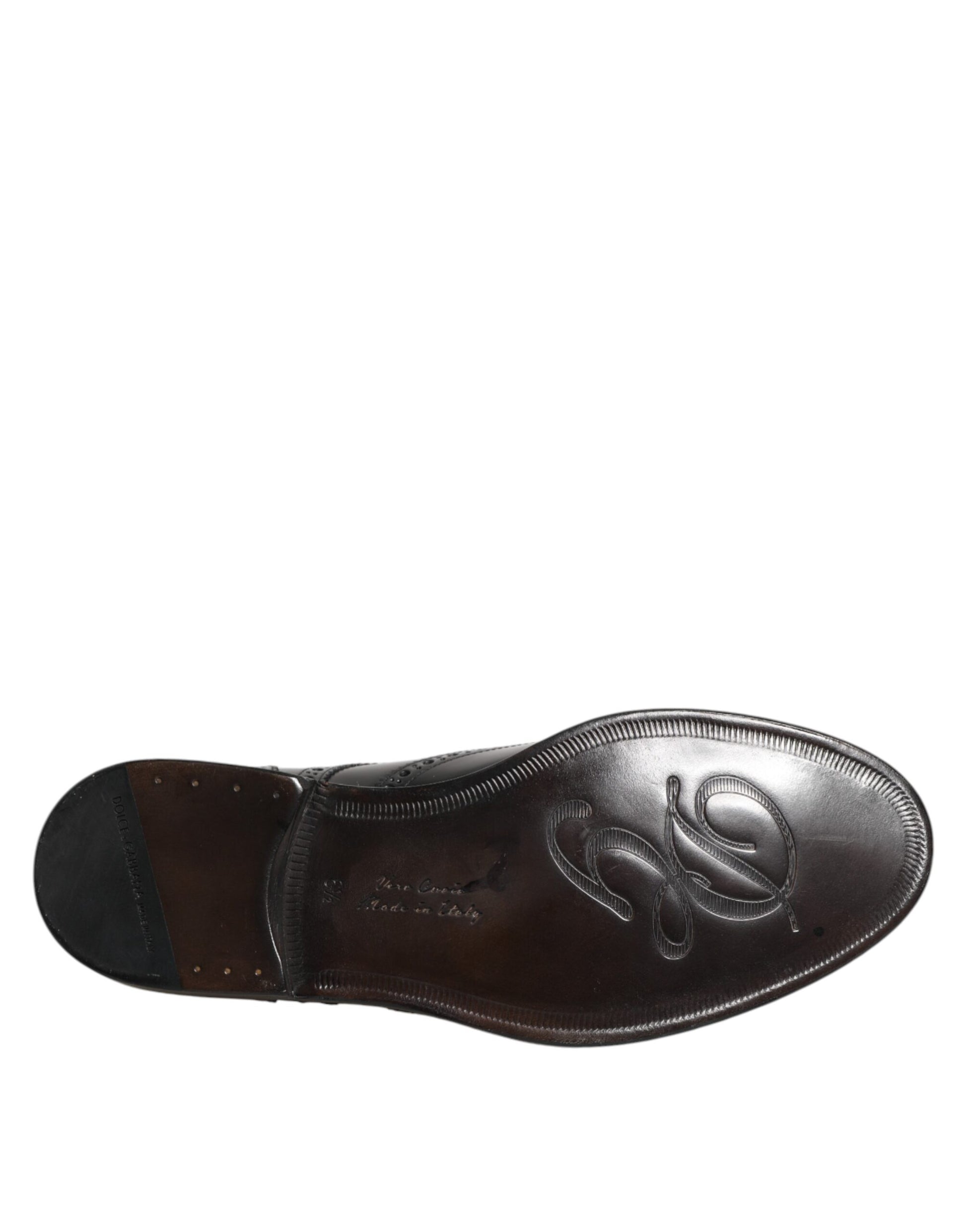 Black Leather Derby Wingtip Formal Shoes-Dolce & Gabbana-LabelTerrace.com