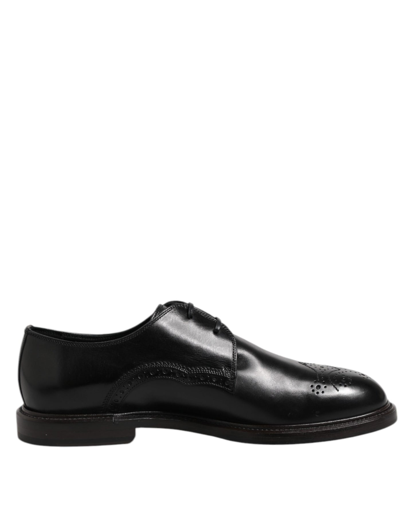 Black Leather Derby Wingtip Formal Shoes-Dolce & Gabbana-LabelTerrace.com