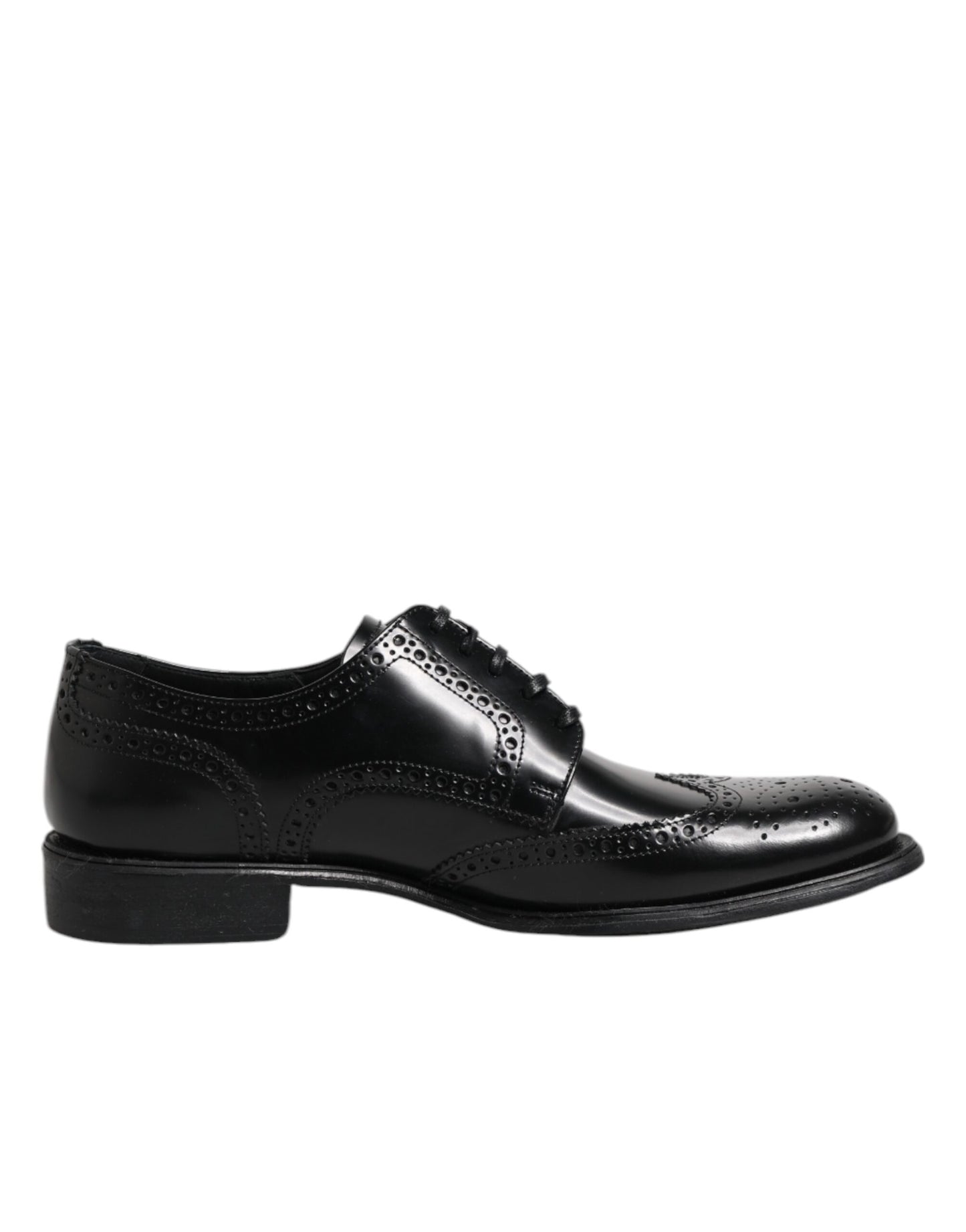 Black Leather Derby Wingtip Formal Shoes-Dolce & Gabbana-LabelTerrace.com