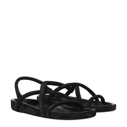 Black Leather Flat Sandals-Isabel Marant-LabelTerrace.com