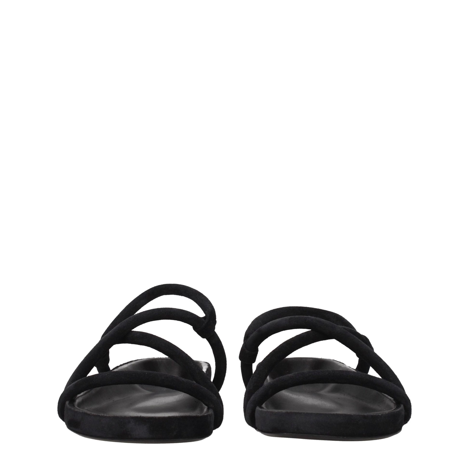 Black Leather Flat Sandals-Isabel Marant-LabelTerrace.com
